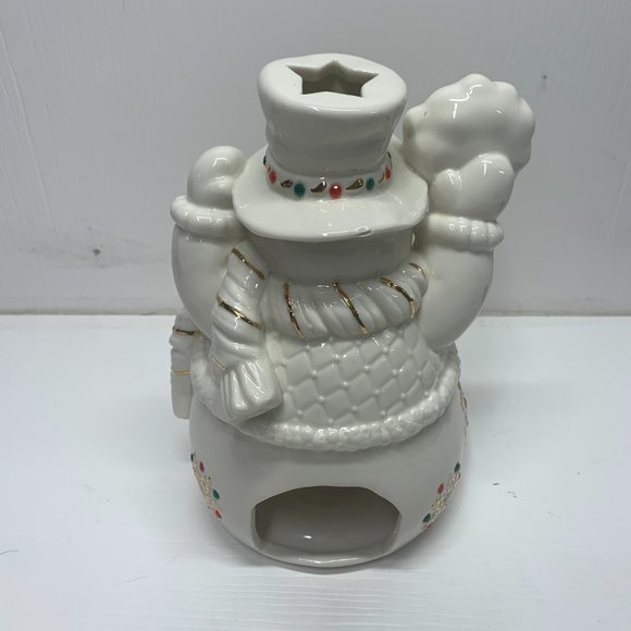 Lefton Hand Painted Ivory Santa with Gold, Red and Green - Candle Warmer - Picture 4 of 7